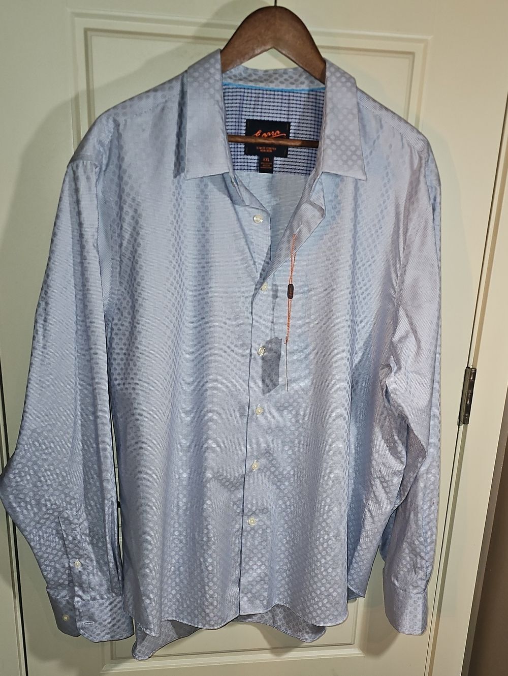 Egara Light Blue Dot-Pattern Men's Dress Shirt Size XXL